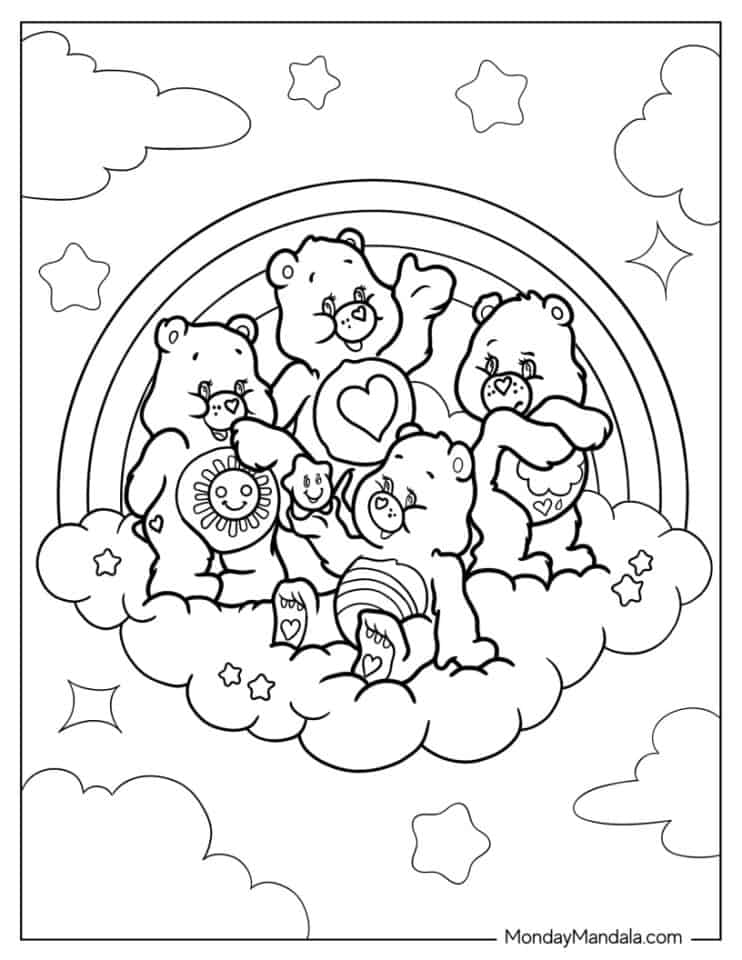 charming care bears coloring pages for kids printable jpg