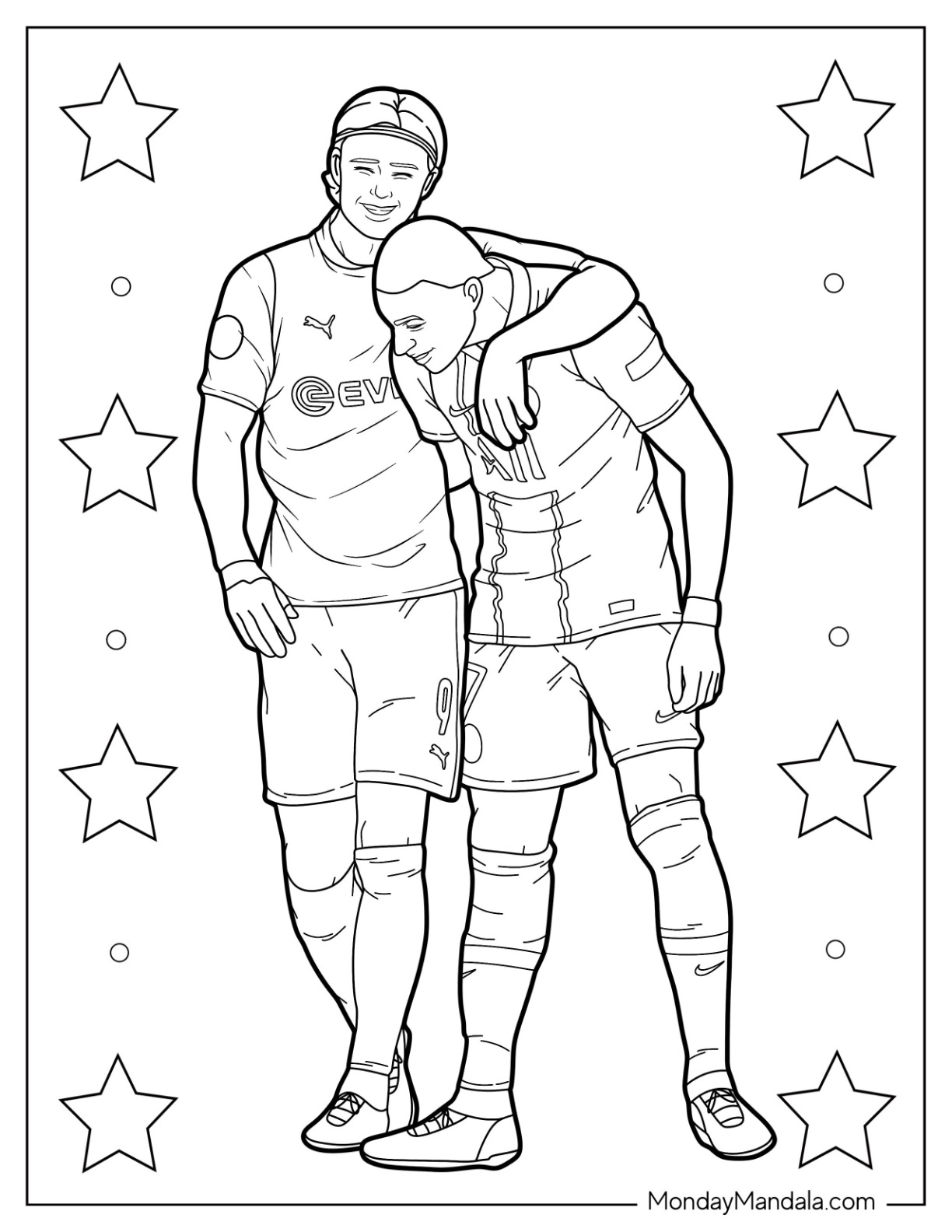 erling haaland with kylian mbappe coloring sheet jpg jpg