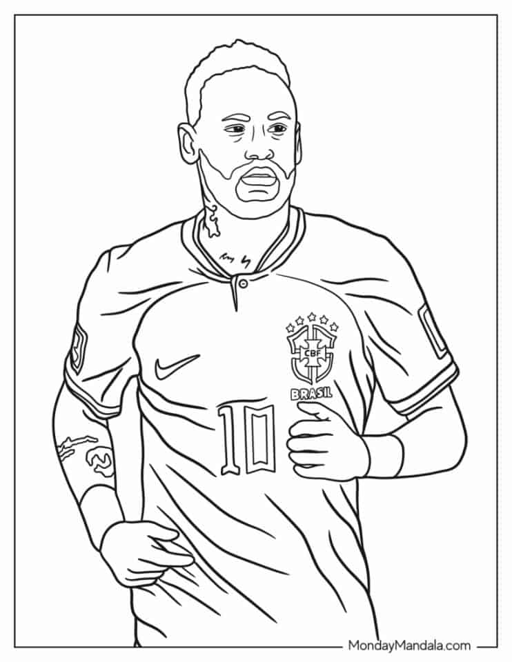 neymar brazilian soccer player to color x jpg jpg